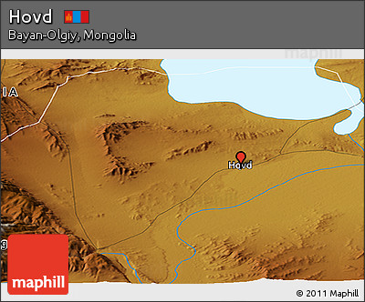 Physical Panoramic Map of Hovd