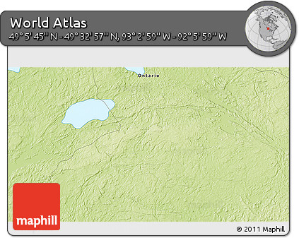 Physical 3D Map of the Area around 49° 19' 21" N, 92° 34' 29" W