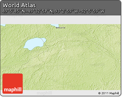 Physical 3D Map of the Area around 49° 19' 21" N, 92° 34' 29" W