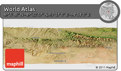 Satellite Panoramic Map of the Area around 49° 19' 21" N, 94° 25' 30" E