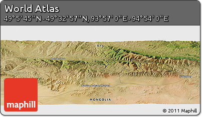 Satellite Panoramic Map of the Area around 49° 19' 21" N, 94° 25' 30" E