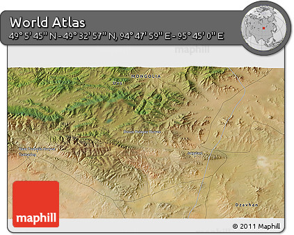 Satellite 3D Map of the Area around 49° 19' 21" N, 95° 16' 30" E