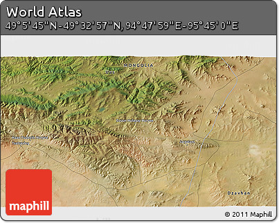 Satellite 3D Map of the Area around 49° 19' 21" N, 95° 16' 30" E