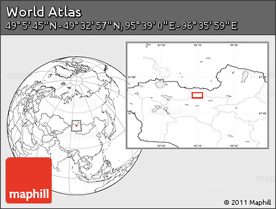 Blank Location Map of the Area around 49° 19' 21" N, 96° 7' 30" E
