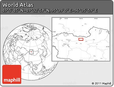 Blank Location Map of the Area around 49° 19' 21" N, 96° 7' 30" E