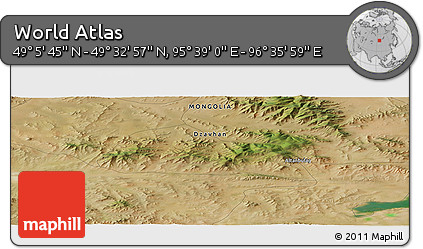 Satellite Panoramic Map of the Area around 49° 19' 21" N, 96° 7' 30" E