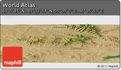 Satellite Panoramic Map of the Area around 49° 19' 21" N, 96° 7' 30" E