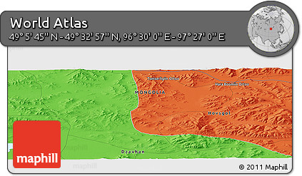 Political Panoramic Map of the Area around 49° 19' 21" N, 96° 58' 29" E