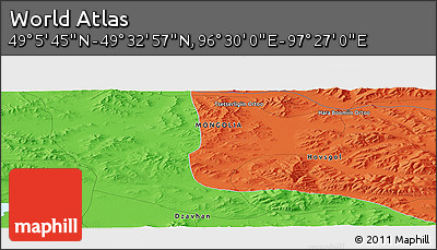 Political Panoramic Map of the Area around 49° 19' 21" N, 96° 58' 29" E