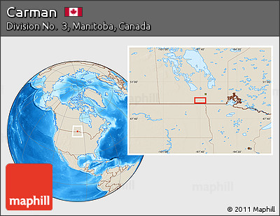 Shaded Relief Location Map of Carman