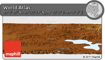 Physical Panoramic Map of the Area around 49° 19' 21" N, 98° 40' 30" E