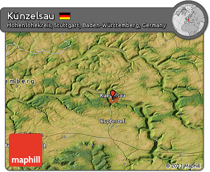 Satellite 3D Map of Künzelsau