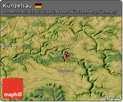 Satellite 3D Map of Künzelsau