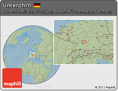Savanna Style Location Map of Unterohrn, hill shading