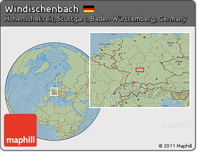 Savanna Style Location Map of Windischenbach, hill shading