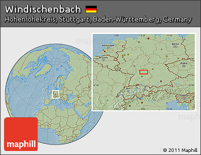 Savanna Style Location Map of Windischenbach, hill shading