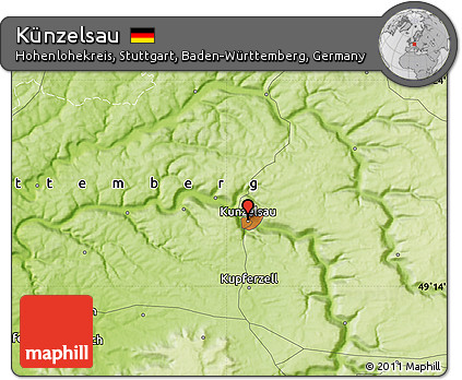 Physical Map of Künzelsau