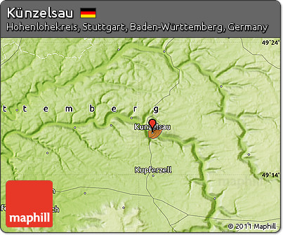 Physical Map of Künzelsau