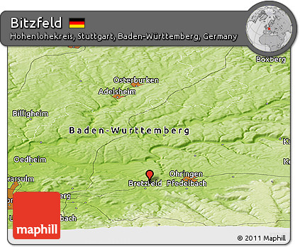 Physical Panoramic Map of Bitzfeld
