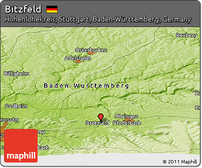 Physical Panoramic Map of Bitzfeld