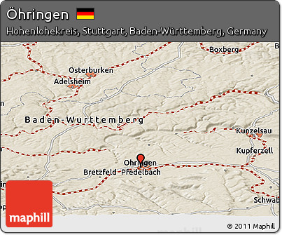 Shaded Relief Panoramic Map of Öhringen