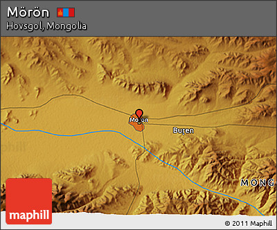 Physical 3D Map of Mörön