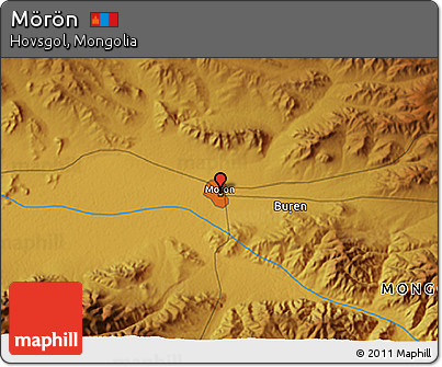 Physical 3D Map of Mörön