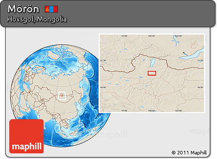 Shaded Relief Location Map of Mörön