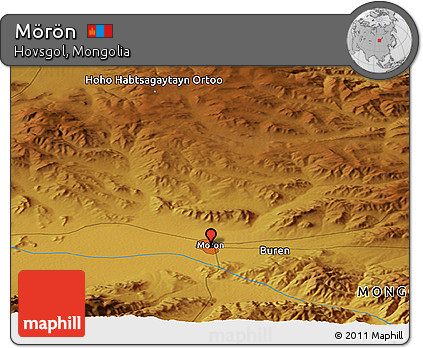 Physical Panoramic Map of Mörön