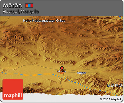 Physical Panoramic Map of Mörön