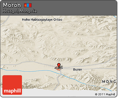 Shaded Relief Panoramic Map of Mörön