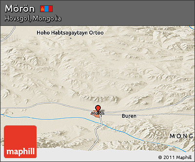 Shaded Relief Panoramic Map of Mörön