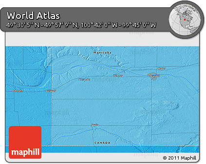 Political 3D Map of the Area around 49° 43' 37" N, 100° 13' 29" W