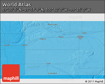 Political 3D Map of the Area around 49° 43' 37" N, 100° 13' 29" W