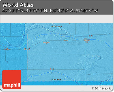 Political 3D Map of the Area around 49° 43' 37" N, 100° 13' 29" W