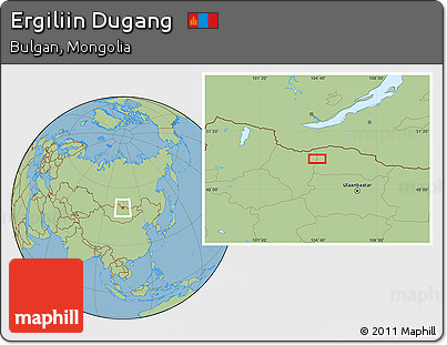 Savanna Style Location Map of Ergiliin Dugang