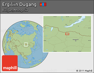 Savanna Style Location Map of Ergiliin Dugang