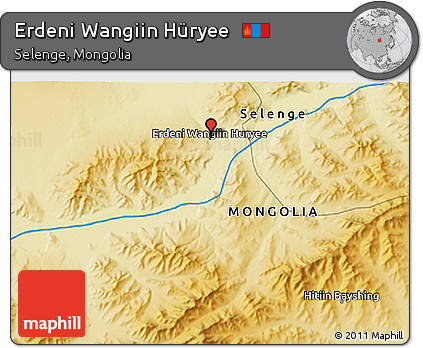 Physical 3D Map of Erdeni Wangiin Hüryee