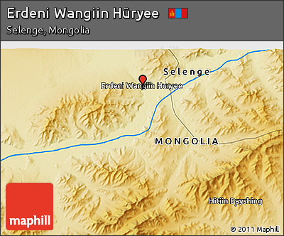 Physical 3D Map of Erdeni Wangiin Hüryee