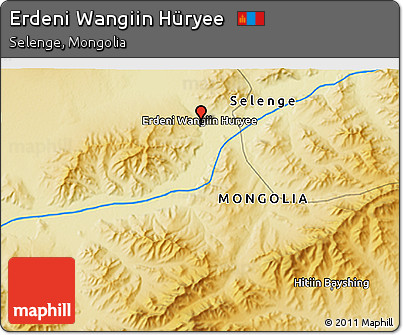 Physical 3D Map of Erdeni Wangiin Hüryee