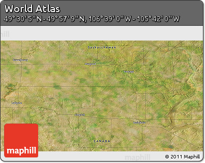Satellite 3D Map of the Area around 49° 43' 37" N, 106° 10' 30" W