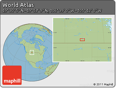 Savanna Style Location Map of the Area around 49° 43' 37" N, 106° 10' 30" W