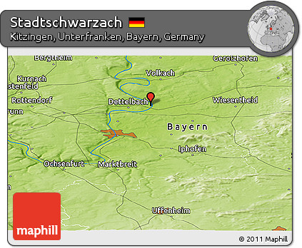 Physical Panoramic Map of Stadtschwarzach