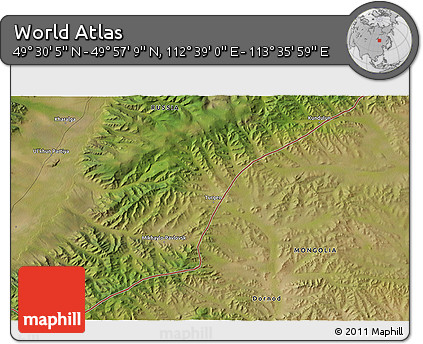 Satellite 3D Map of the Area around 49° 43' 37" N, 113° 7' 30" E