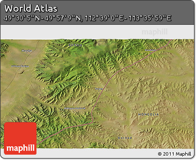 Satellite 3D Map of the Area around 49° 43' 37" N, 113° 7' 30" E