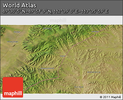 Satellite 3D Map of the Area around 49° 43' 37" N, 113° 7' 30" E