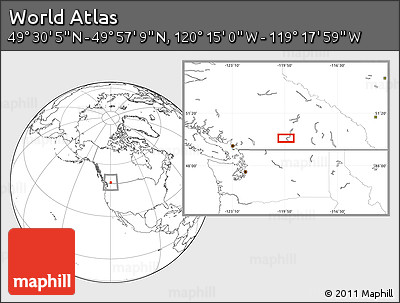 Blank Location Map of the Area around 49° 43' 37" N, 119° 46' 30" W