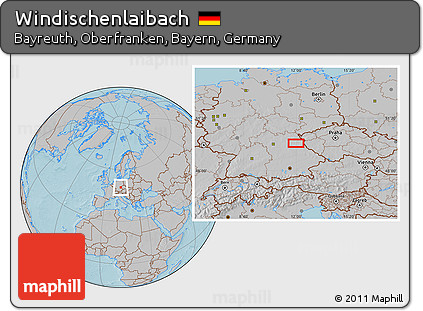 Gray Location Map of Windischenlaibach, hill shading