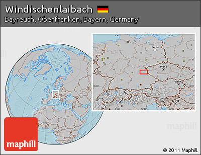 Gray Location Map of Windischenlaibach, hill shading