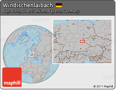 Gray Location Map of Windischenlaibach, hill shading